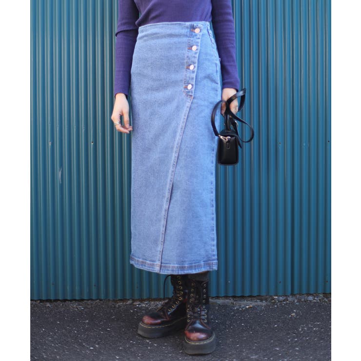 デニムスカート オリジナル フロントボタン | aimoha  | 詳細画像21 