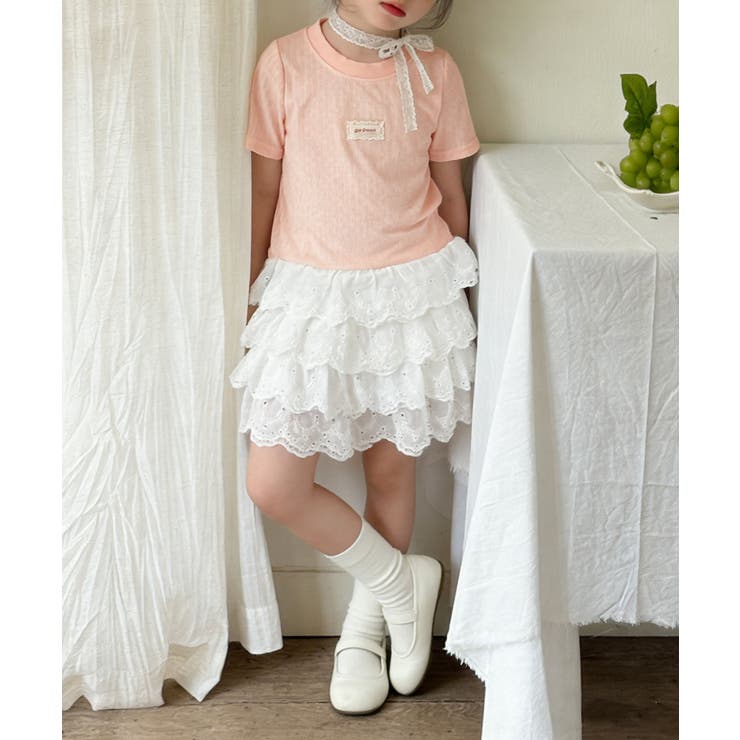 【aimoha-KIDS-】ナチュラルフリルTシャツ | aimoha kids | 詳細画像5 