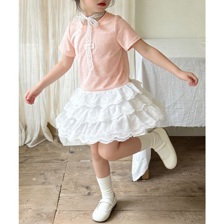 【aimoha-KIDS-】ナチュラルフリルTシャツ | aimoha kids | 詳細画像2 