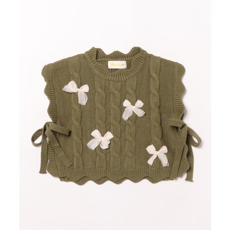【aimoha-KIDS-】リボン付きニットベスト キッズ | aimoha kids | 詳細画像4 