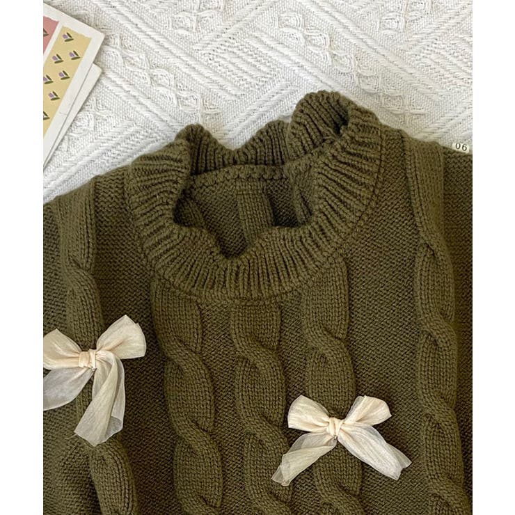 【aimoha-KIDS-】リボン付きニットベスト キッズ | aimoha kids | 詳細画像8 