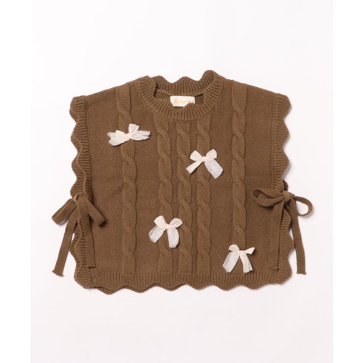【aimoha-KIDS-】リボン付きニットベスト キッズ | aimoha kids | 詳細画像5 