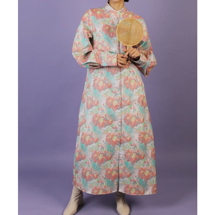 ピンク(花) | ニュアンスカラースタンドカラーワンピース スタンドカラーワンピース | aimoha 