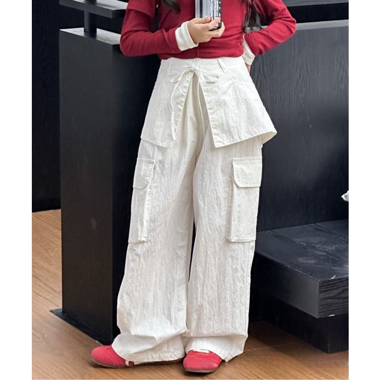 オフホワイト | 【Aimoha KIDS】レイヤード風ポケットパンツ | aimoha kids