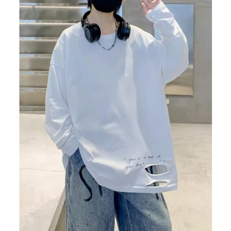 ホワイト | 【aimoha KIDS】カジュアルロングスリーブロゴTシャツ | aimoha kids