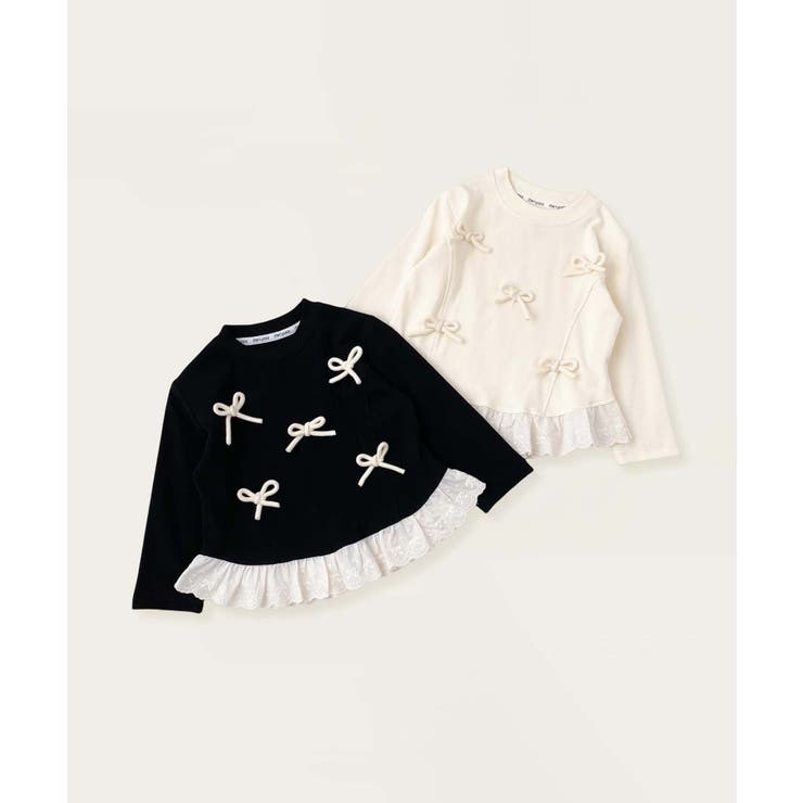 【aimoha-KIDS-】リボン付き裾フリルトップス | aimoha kids | 詳細画像8 