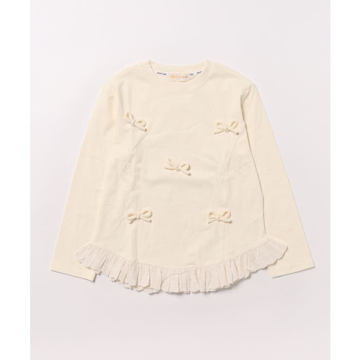 【aimoha-KIDS-】リボン付き裾フリルトップス | aimoha kids | 詳細画像1 