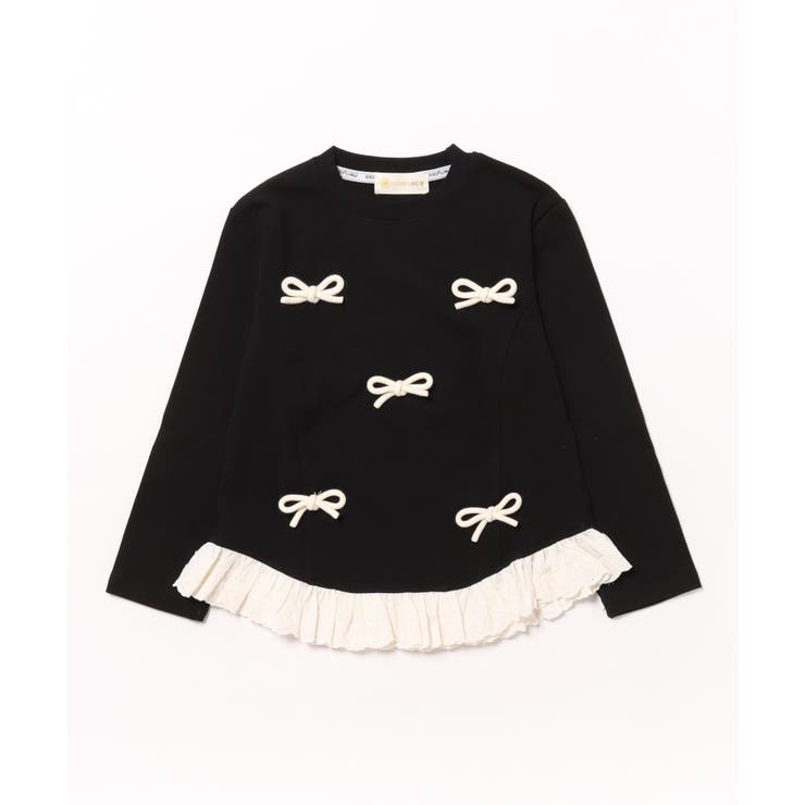 【aimoha-KIDS-】リボン付き裾フリルトップス | aimoha kids | 詳細画像2 