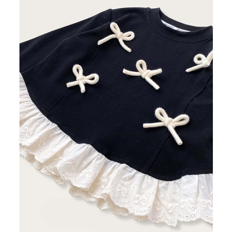 【aimoha-KIDS-】リボン付き裾フリルトップス | aimoha kids | 詳細画像3 