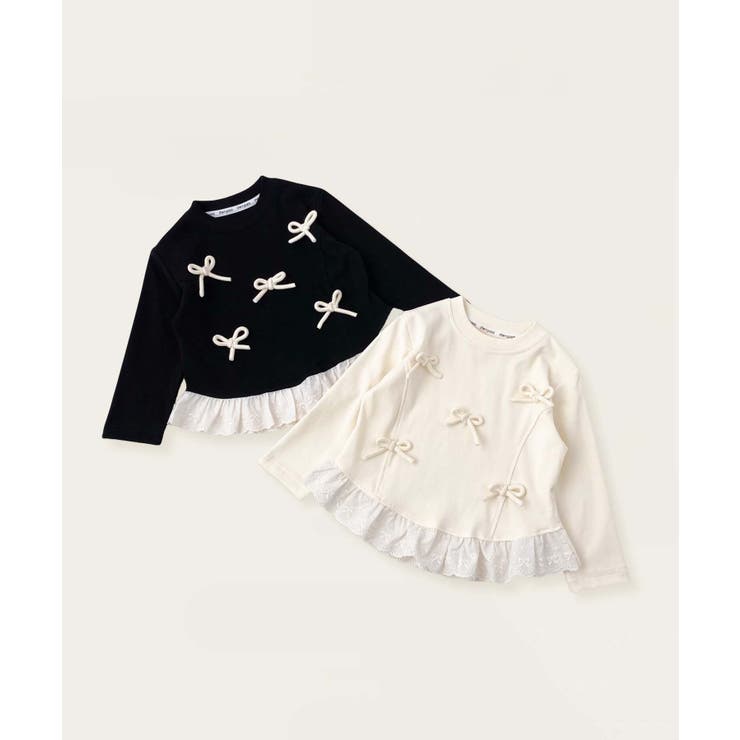 【aimoha-KIDS-】リボン付き裾フリルトップス | aimoha kids | 詳細画像7 