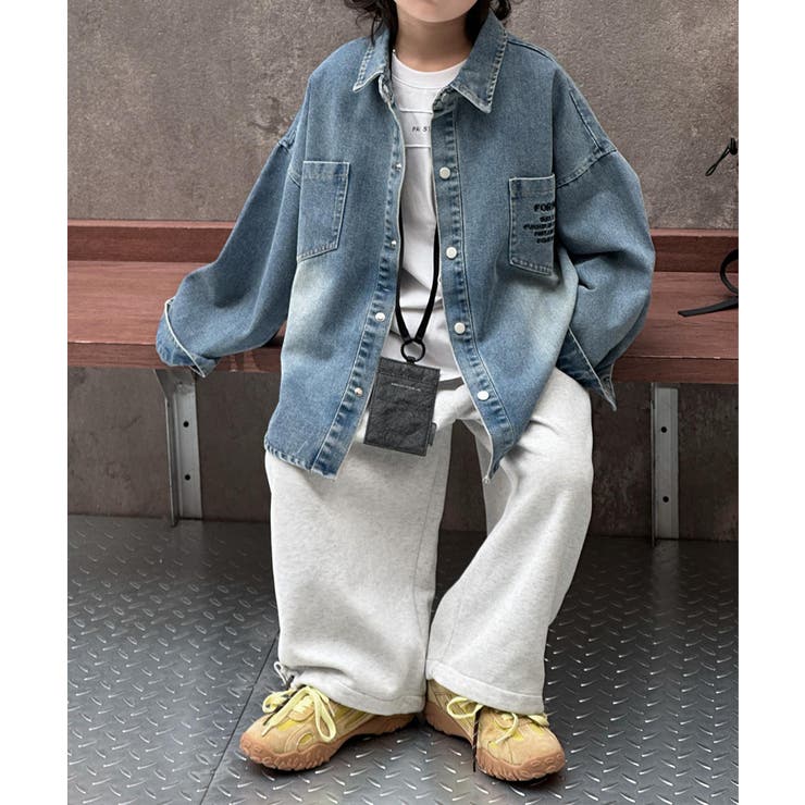 aimoha KIDS】キッズライトブルーデニムシャツ[品番