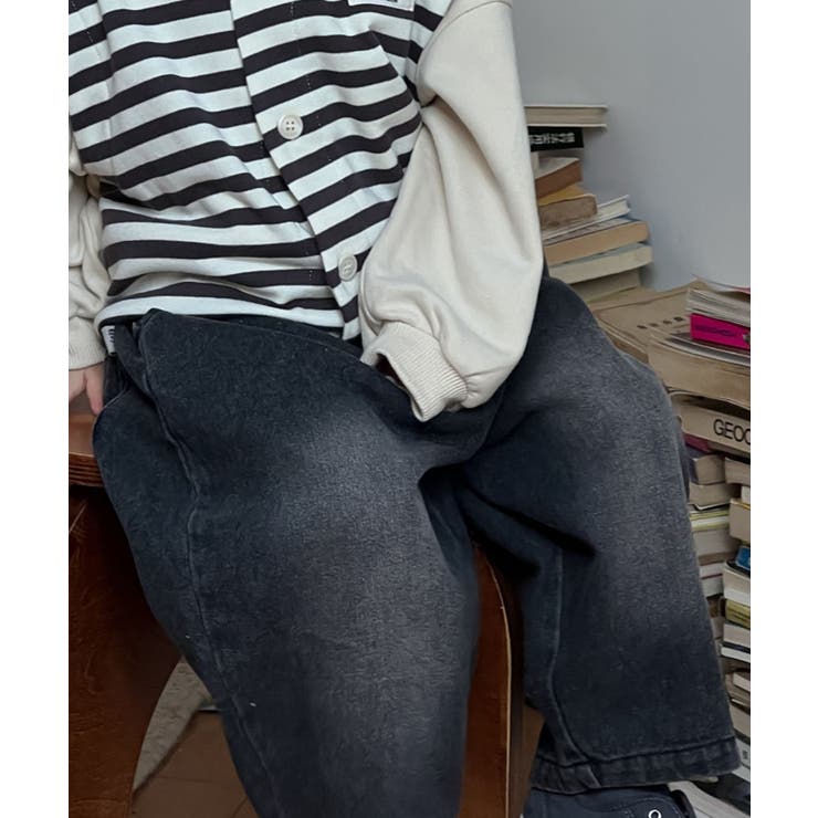 ブラック | 【aimoha-KIDS-】ゆったりデニムパンツ | aimoha kids