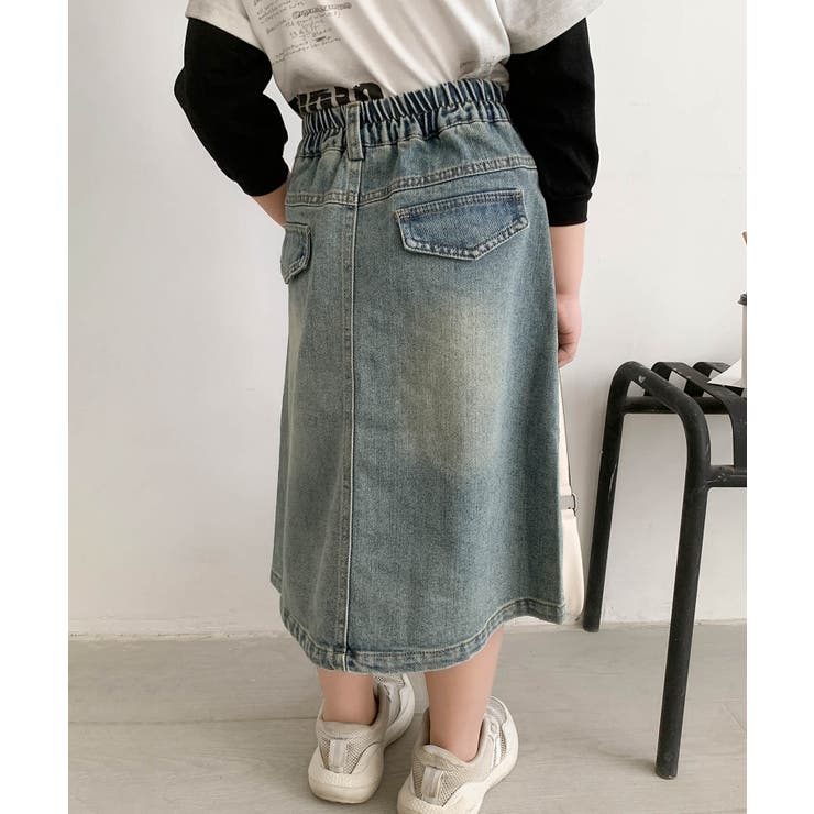 【Aimoha KIDS】フロントファスナースリットキッズデニムスカート | aimoha kids | 詳細画像5 