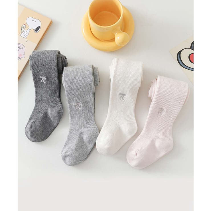 【aimoha-KIDS-】リボン刺繍タイツ | aimoha kids | 詳細画像1 