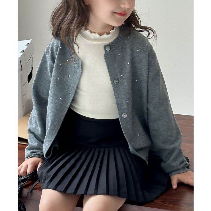 【aimoha-KIDS-】ビジューニットカーディガン | aimoha kids | 詳細画像9 