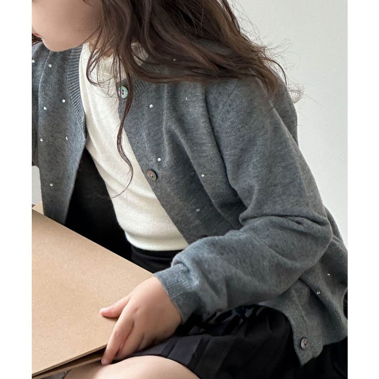 【aimoha-KIDS-】ビジューニットカーディガン | aimoha kids | 詳細画像10 