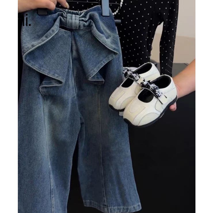 【aimoha-KIDS-】キッズ デニムリボンワイドパンツ | aimoha kids | 詳細画像3 