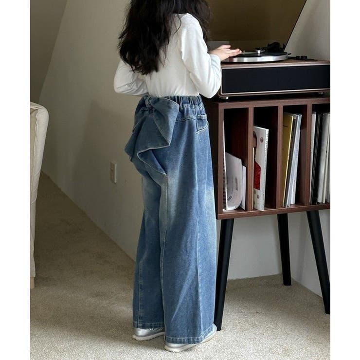 【aimoha-KIDS-】キッズ デニムリボンワイドパンツ | aimoha kids | 詳細画像2 