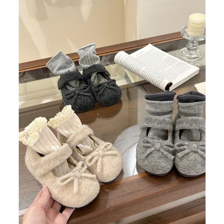 【aimoha-KIDS-】キッズ ウールライクストラップシューズ | aimoha kids | 詳細画像2 