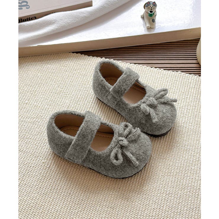 ライトグレー | 【aimoha-KIDS-】キッズ ウールライクストラップシューズ | aimoha kids