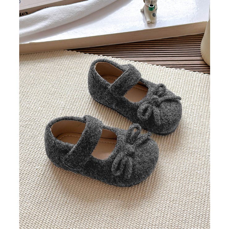 ダークグレー | 【aimoha-KIDS-】キッズ ウールライクストラップシューズ | aimoha kids
