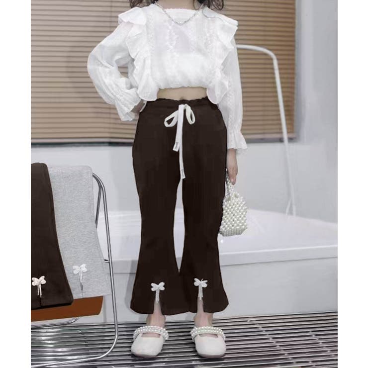 モカ | 【aimoha KIDS】リボン付きフレアパンツ 90 | aimoha kids