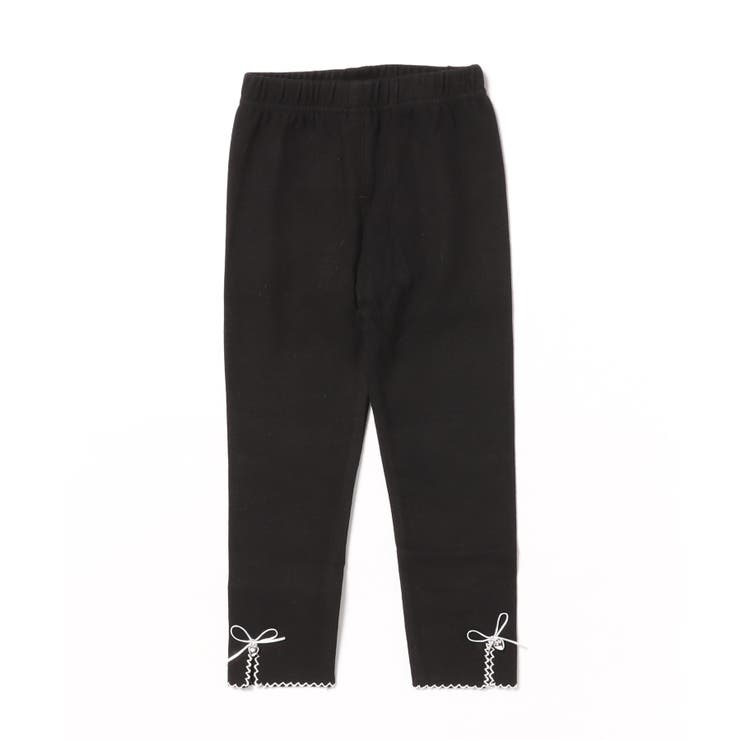 ブラック | 【aimoha-KIDS-】裾リボン付レギンスパンツ  | aimoha kids