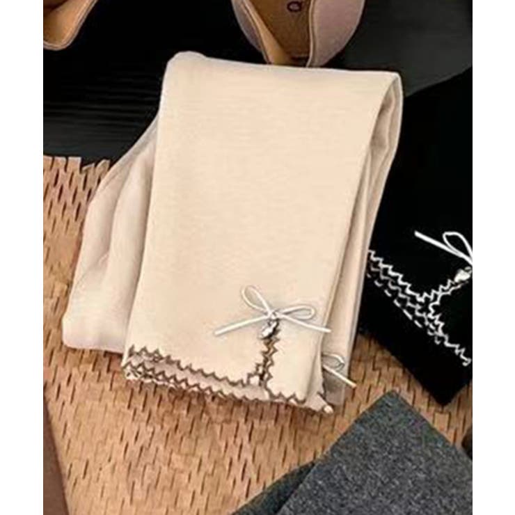 ベージュ | 【aimoha-KIDS-】裾リボン付レギンスパンツ  | aimoha kids