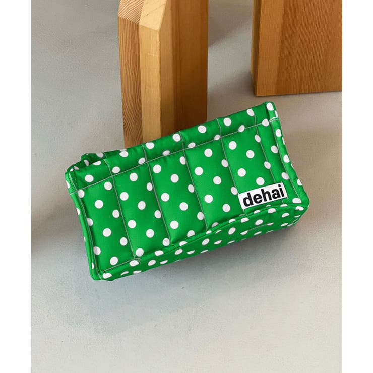 グリーン | ドット柄キルティング収納ボックス | aimoha 