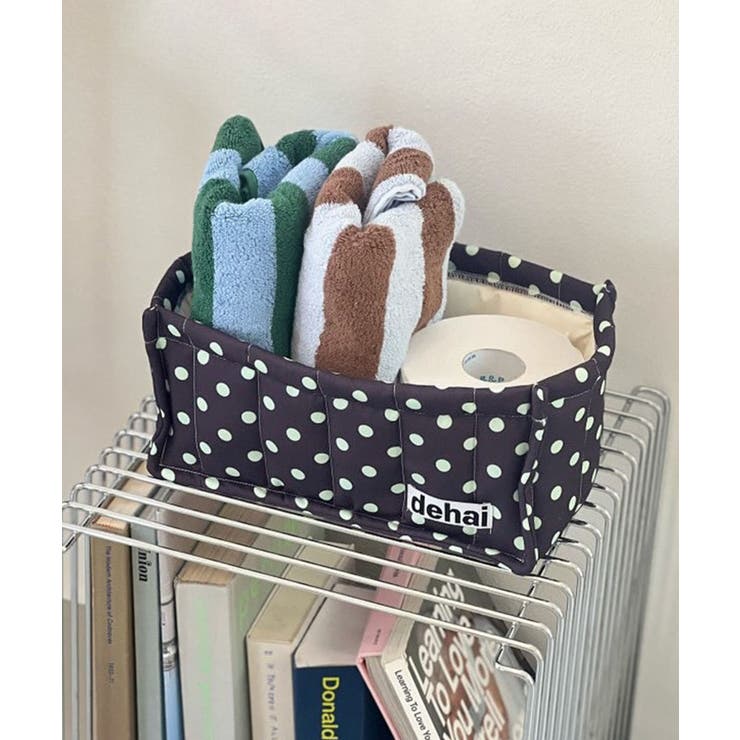 ブラック | ドット柄キルティング収納ボックス | aimoha 