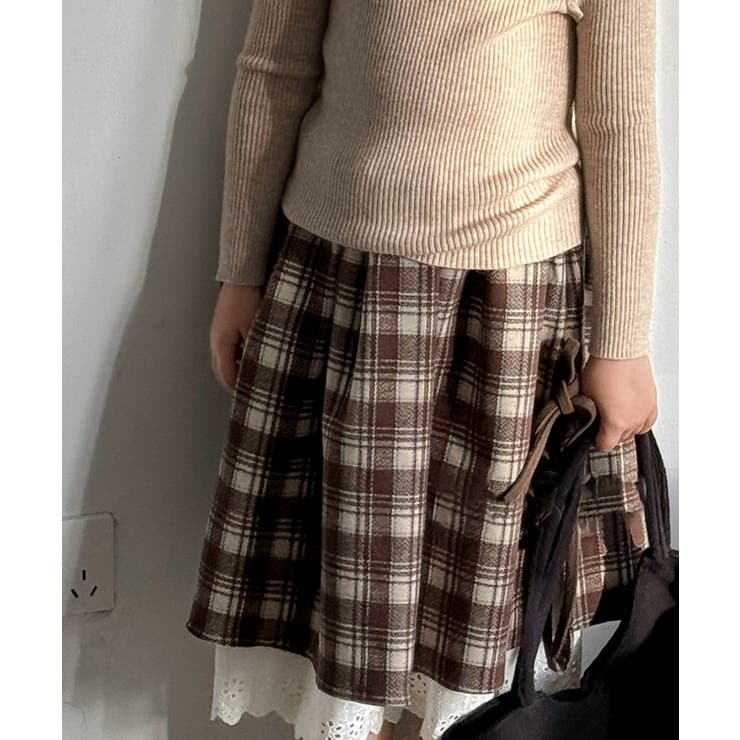 aimoha-KIDS-】レースレイヤードスカート【AW】[品番