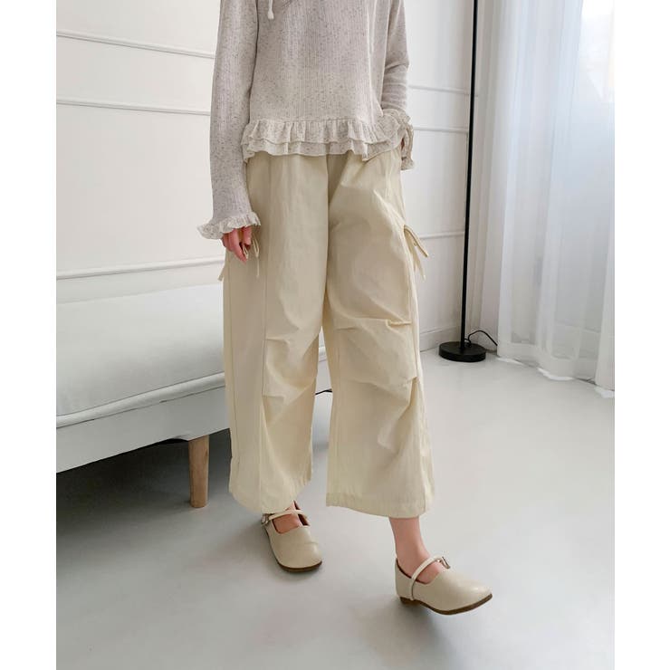 イエロー | 【aimoha-KIDS-】キッズ サイドリボンティアードワイドパンツ | aimoha kids