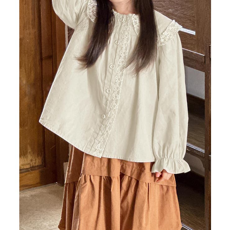 ホワイト | 【aimoha KIDS】レースコットンブラウス | aimoha kids