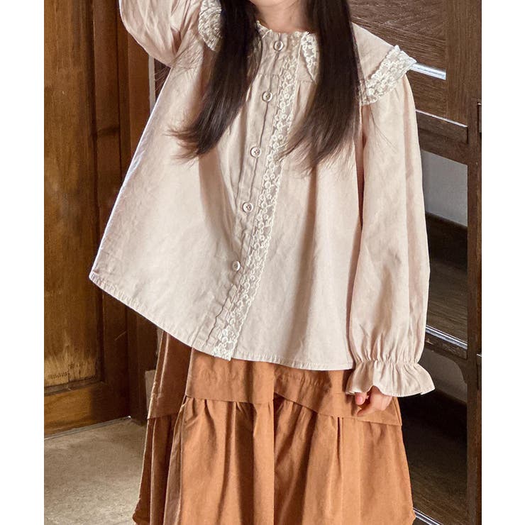 ライトベージュ | 【aimoha KIDS】レースコットンブラウス | aimoha kids
