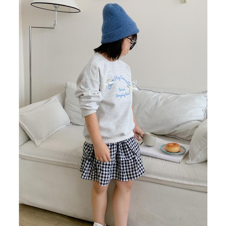 【aimoha-KIDS-】リボン刺繍スウェットプルオーバー | aimoha kids | 詳細画像7 