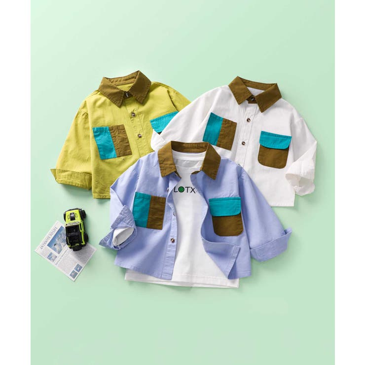 【Aimoha KIDS】カラーブロックデザインキッズシャツ | aimoha kids | 詳細画像1 