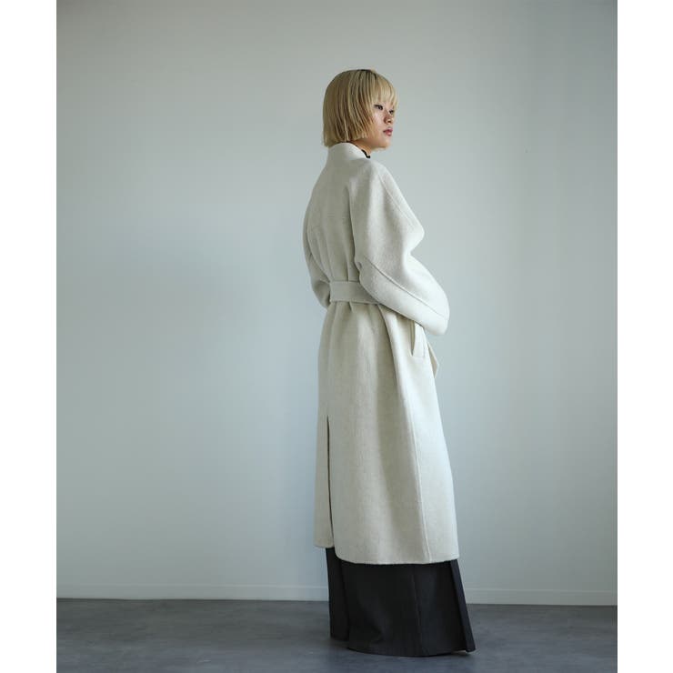 moyo】ノーカラーラグラン ロングコート【AW】[品番 moyo】ノーカラーラグラン ロングコート【AW】[品番
