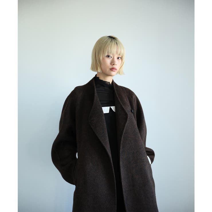 moyo】ノーカラーラグラン ロングコート【AW】[品番