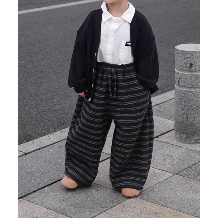 【aimoha-KIDS-】キッズ 裏起毛ボーダースウェットリラックスパンツ | aimoha kids | 詳細画像8 