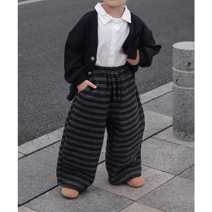 【aimoha-KIDS-】キッズ 裏起毛ボーダースウェットリラックスパンツ | aimoha kids | 詳細画像7 