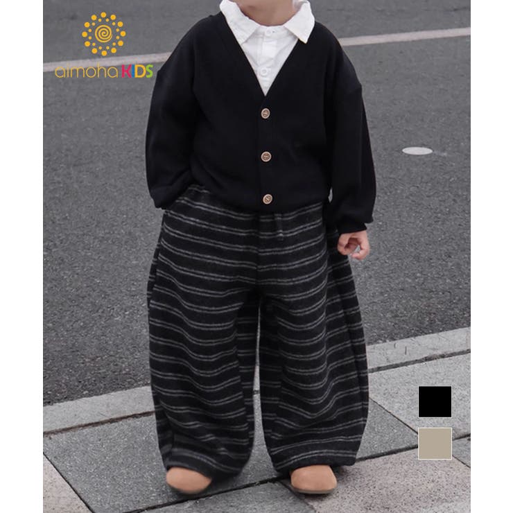 【aimoha-KIDS-】キッズ 裏起毛ボーダースウェットリラックスパンツ | aimoha kids | 詳細画像1 