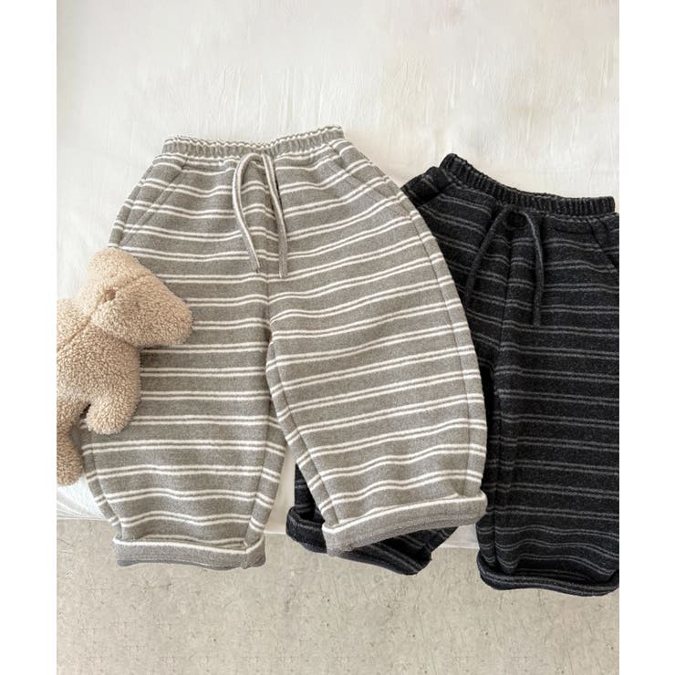 【aimoha-KIDS-】キッズ 裏起毛ボーダースウェットリラックスパンツ | aimoha kids | 詳細画像3 