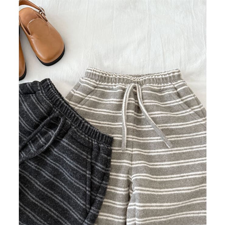 【aimoha-KIDS-】キッズ 裏起毛ボーダースウェットリラックスパンツ | aimoha kids | 詳細画像4 