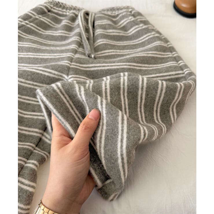 【aimoha-KIDS-】キッズ 裏起毛ボーダースウェットリラックスパンツ | aimoha kids | 詳細画像6 