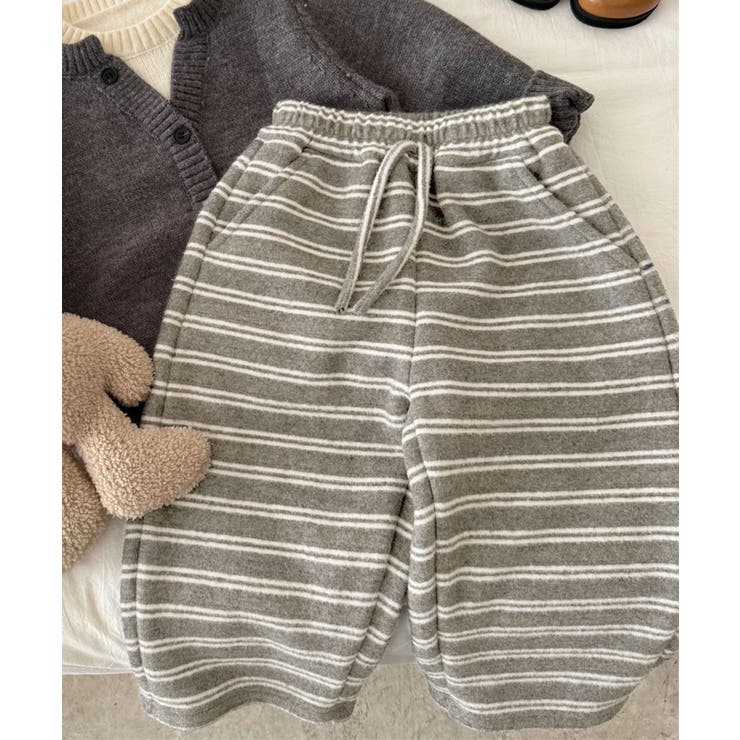 【aimoha-KIDS-】キッズ 裏起毛ボーダースウェットリラックスパンツ | aimoha kids | 詳細画像5 