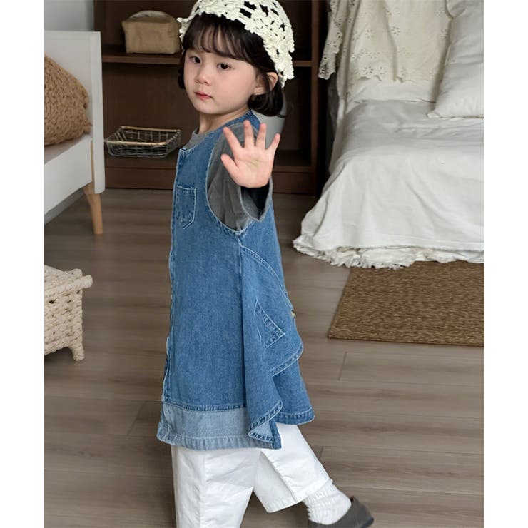 【aimoha-KIDS-】キッズ ジップアップデニムワンピー | aimoha kids | 詳細画像4 