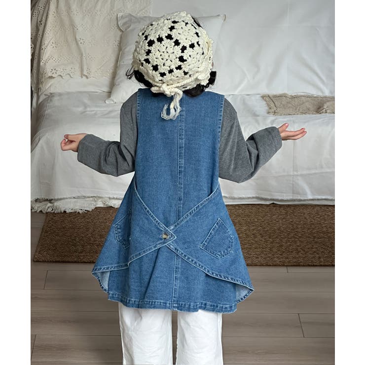 ネイビー | 【aimoha-KIDS-】キッズ ジップアップデニムワンピー | aimoha kids