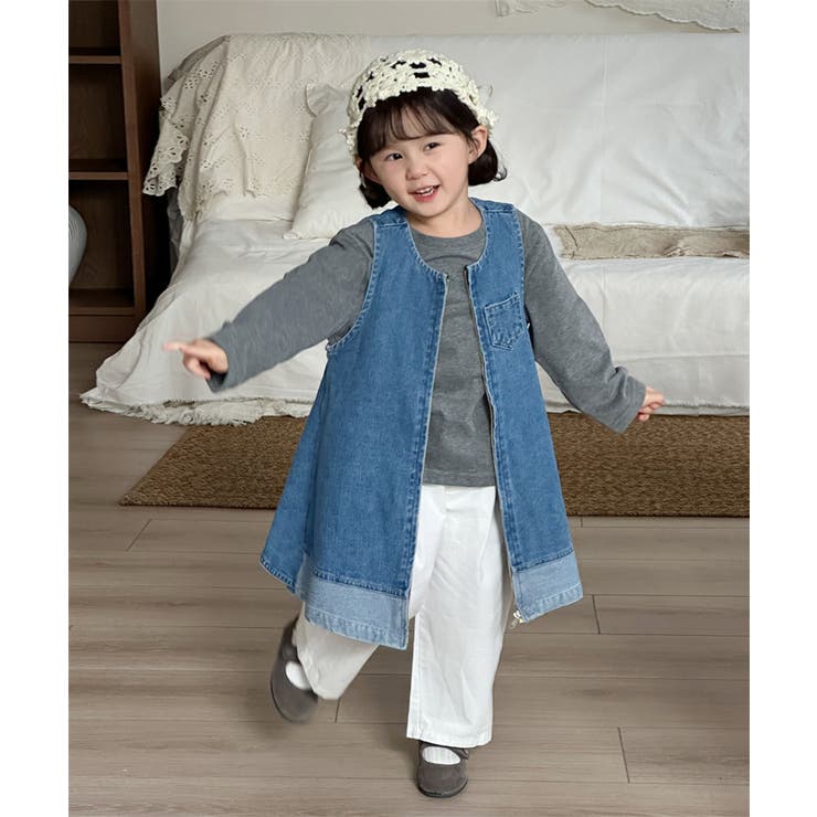 【aimoha-KIDS-】キッズ ジップアップデニムワンピー | aimoha kids | 詳細画像8 
