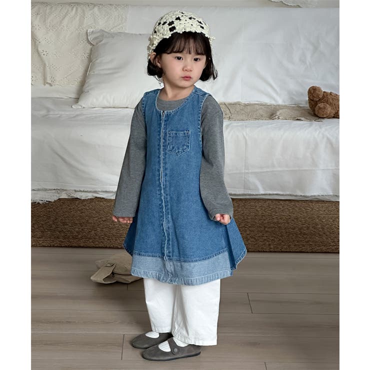 【aimoha-KIDS-】キッズ ジップアップデニムワンピー | aimoha kids | 詳細画像6 