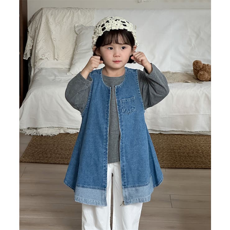 【aimoha-KIDS-】キッズ ジップアップデニムワンピー | aimoha kids | 詳細画像3 